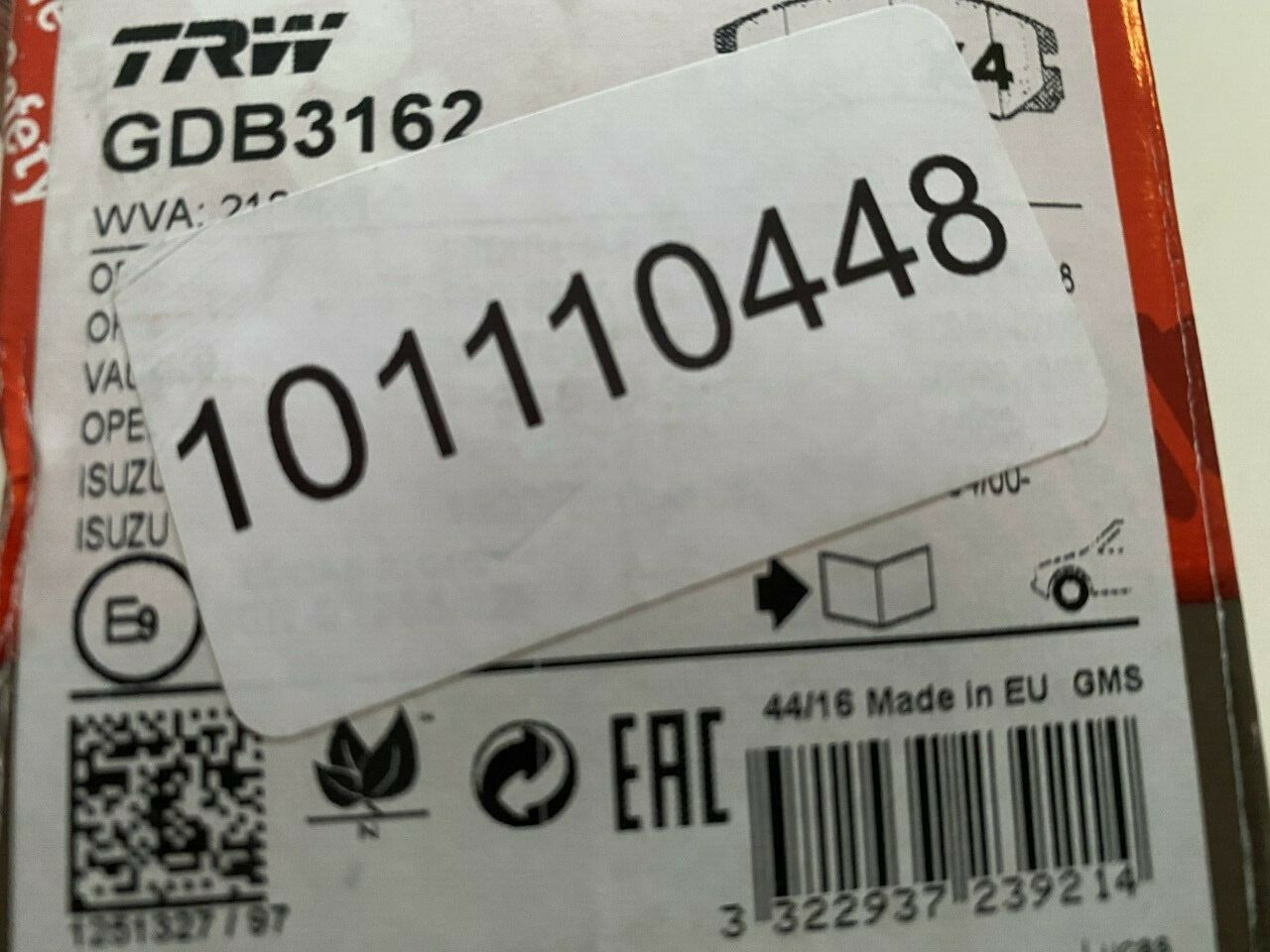 TRW GDB3162 Front Brake Pad Set fits Isuzu Vauxhall Opel