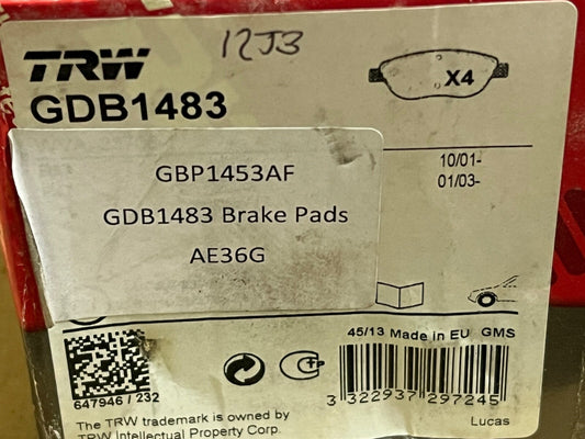 TRW GDB1483 Front Brake Pad fits Fiat 500 595 695 Bravo Idea Stilo Multipla