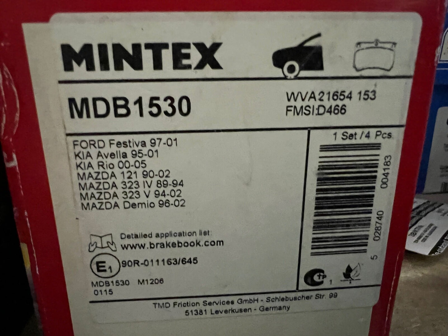 Mintex MDB1530 Front Brake Pad Set fits Ford Kia Mazda
