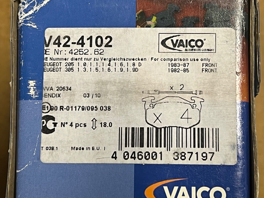 Vaico V42-4102 Front Brake Pad Set fits Citroen Peugeot Renault