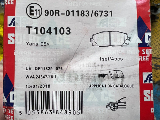 Solid Auto T104103 Front Brake Pad Set fits Toyota Yaris 2005 onwards