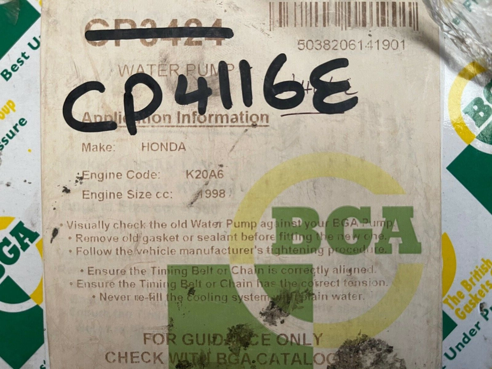 BG Automotive CP4116E Water Pump fits Honda