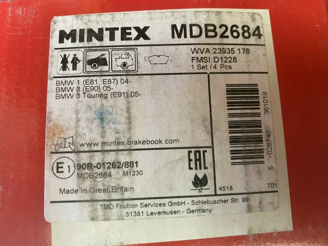 Mintex MDB2684 Front Brake Pad Set fits BMW