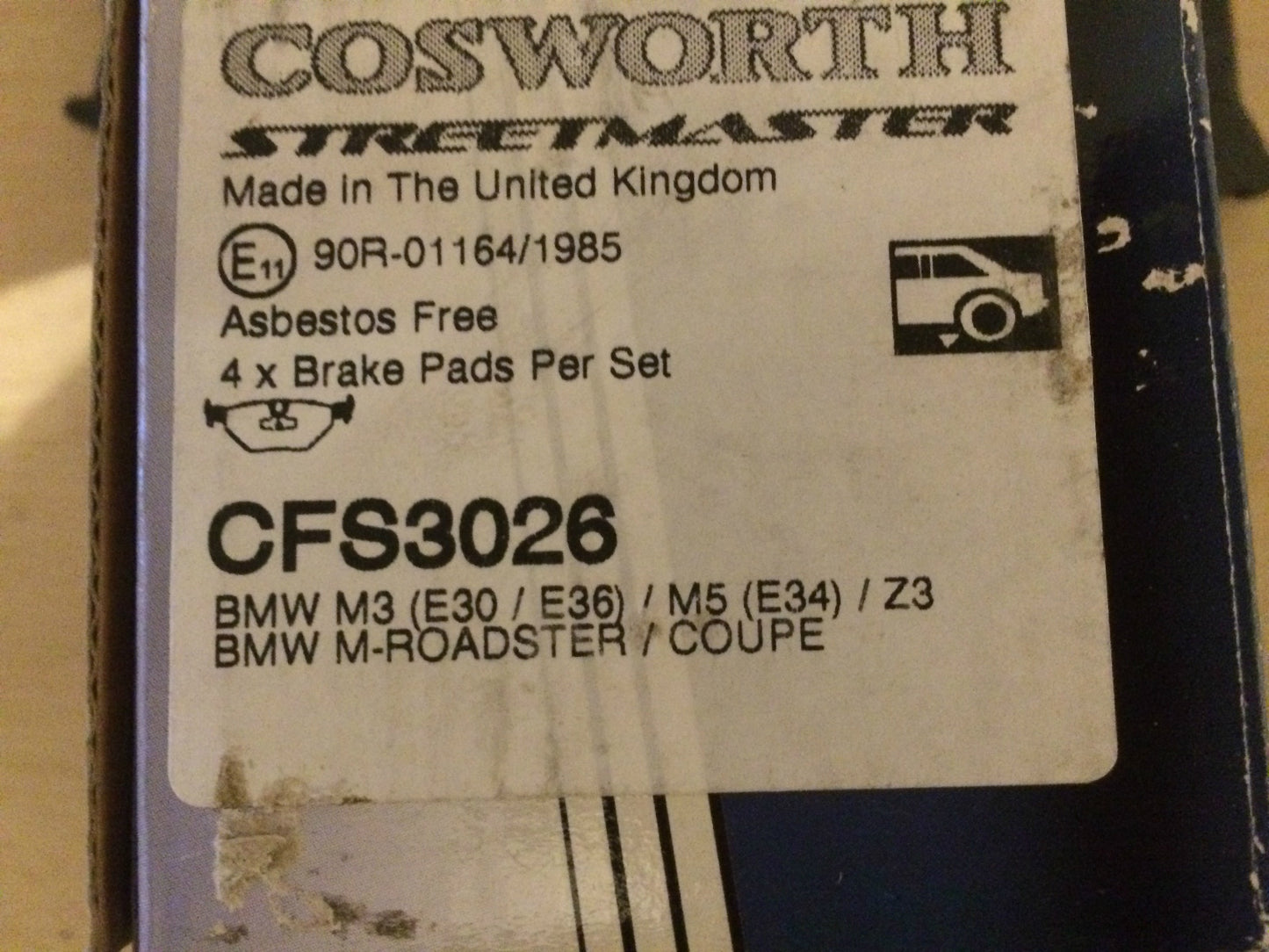 Performance Rear Brake Pads Cosworth Streetmaster BMW CFS3026 Street Legal Pads