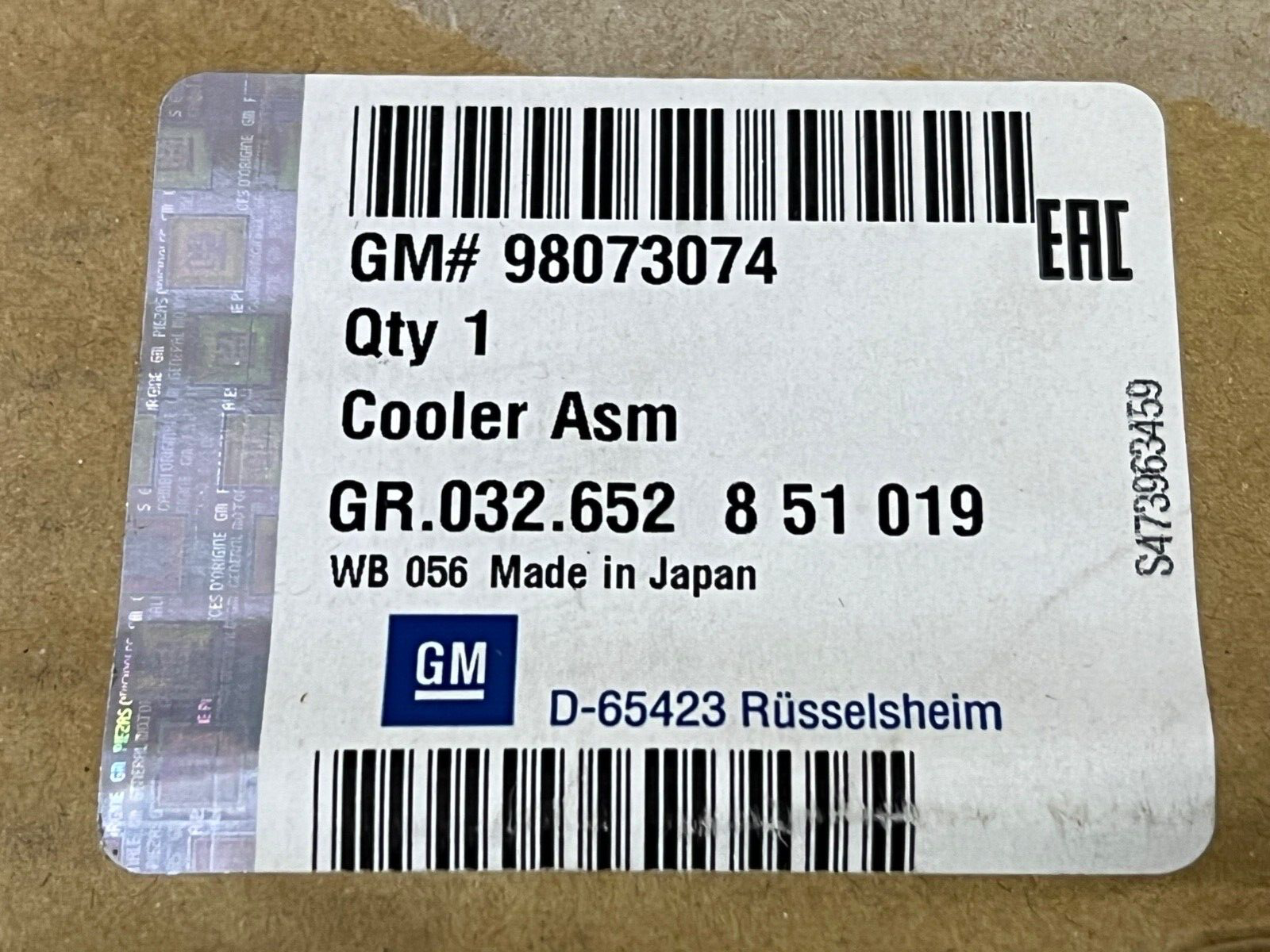 Genuine New Vauxhall Astra J 1.7 DIESEL EGR COOLER 98073074 95523782