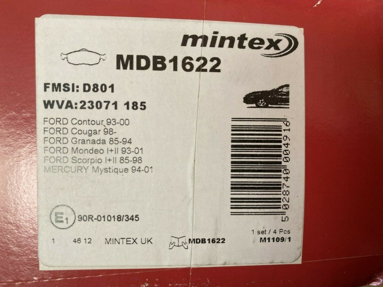 Mintex MDB1622 Front Brake Pad Set fits Ford