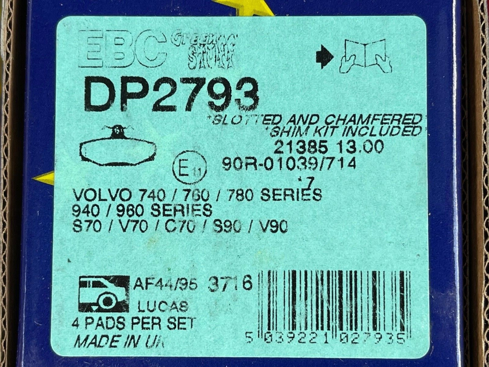 EBC Green Stuff DP2793 Rear Brake Pad Set fits Volvo