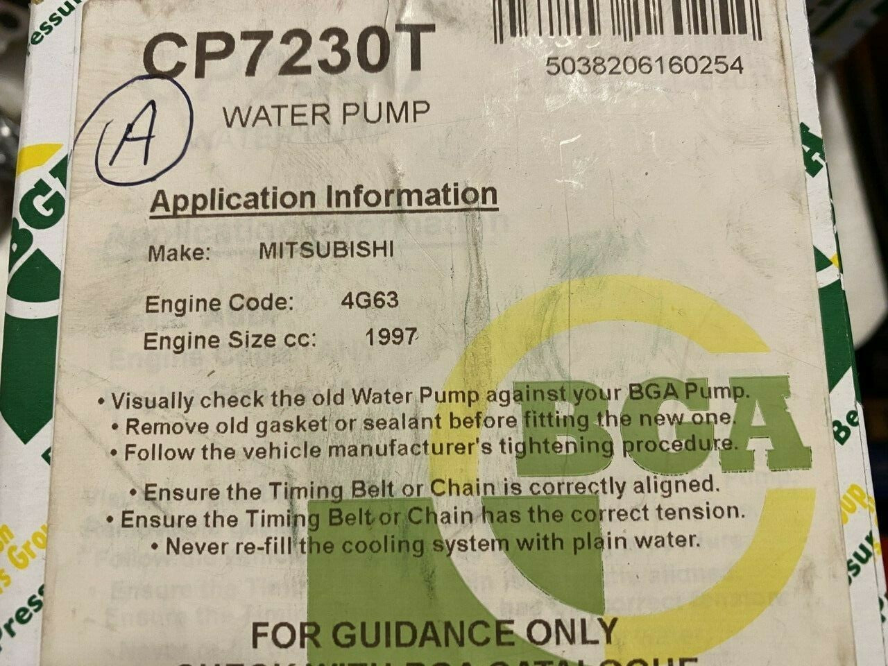 BGA CP7230T WP6432 Water Pump fits Mitsubishi
