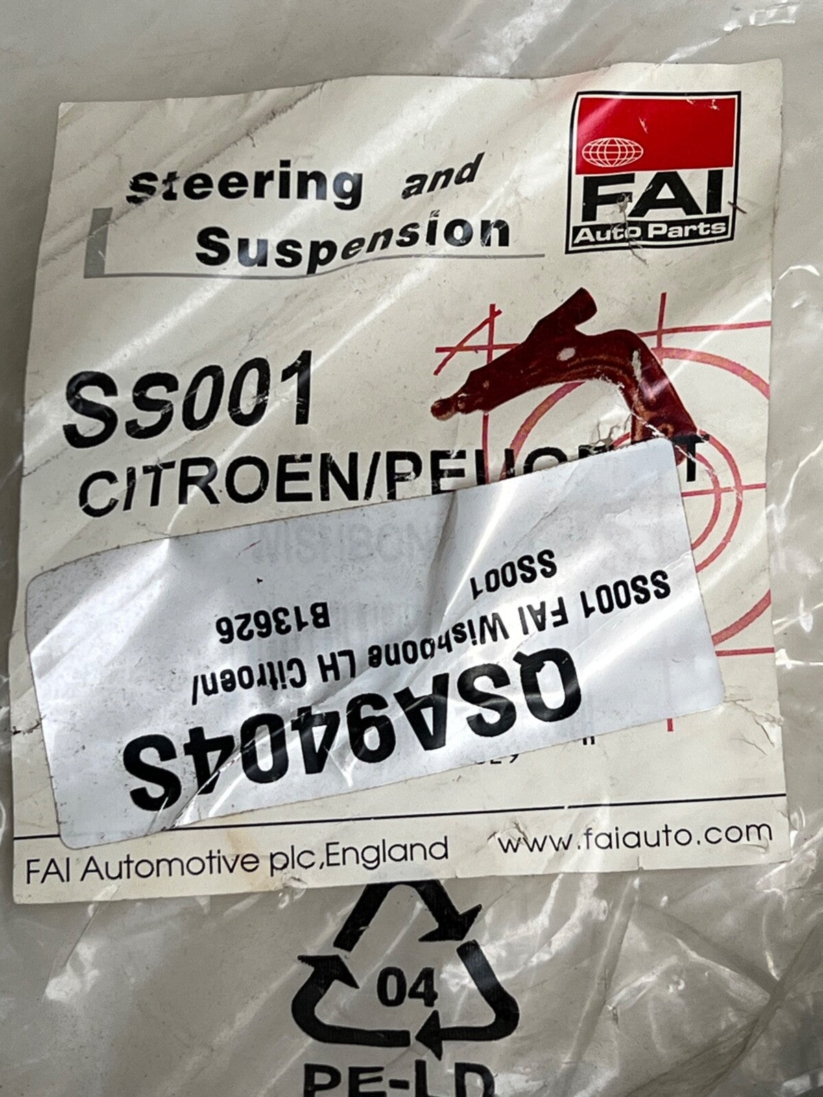 FAI SS001 Front Left Hand Side Wishbone Track Control Arm fits Citroen Peugeot