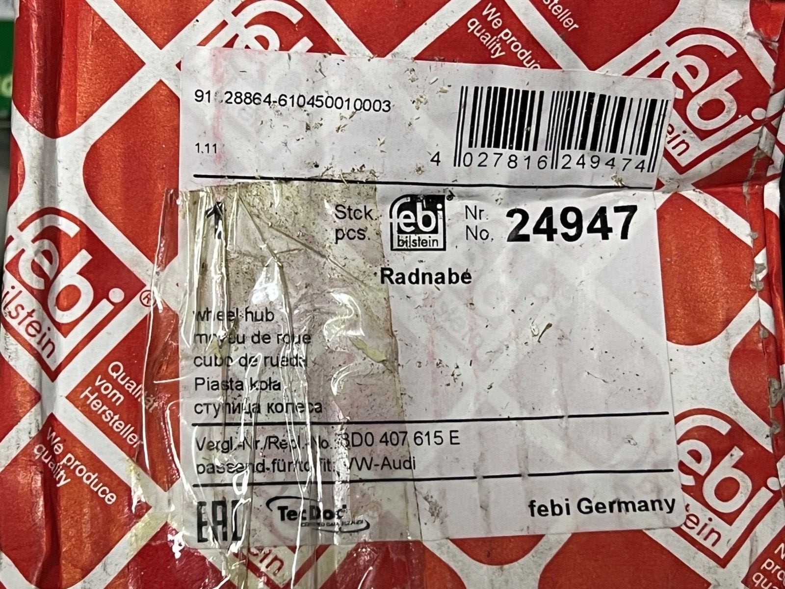 Febi 24947 Front Wheel Hub 8D0407615B 8D0407615D 8D0407615E fits VW Audi