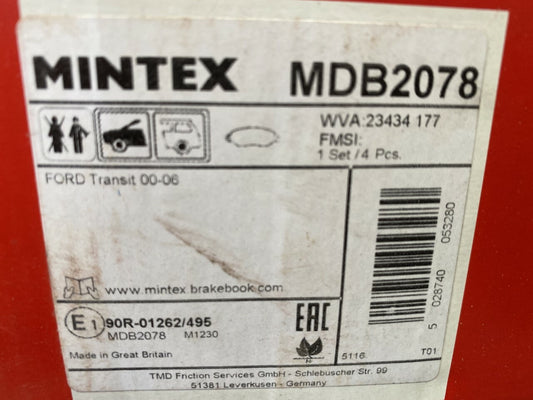 Mintex MDB2078 Front Brake Pad Set fits Ford