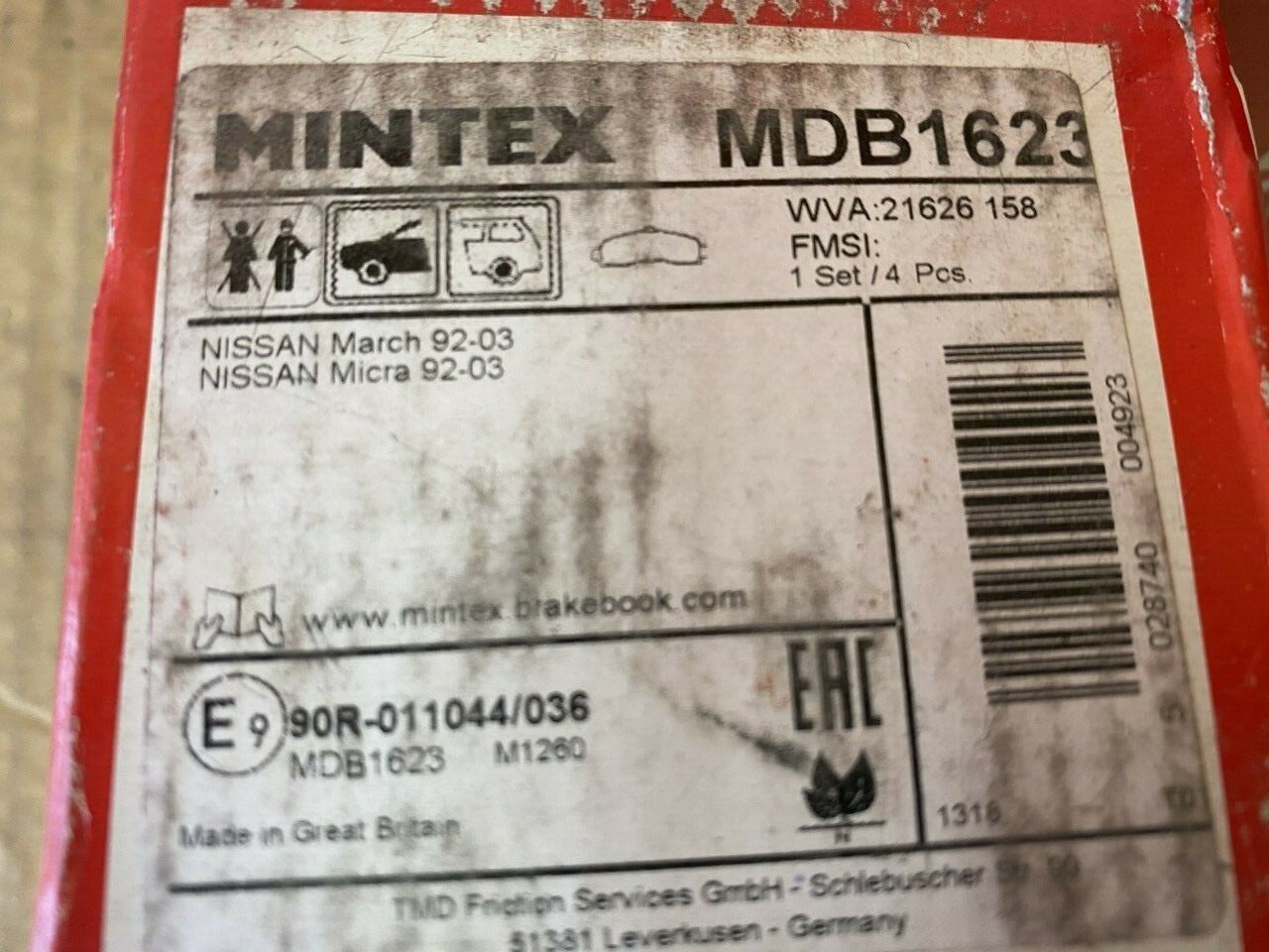 Mintex MDB1623 Front Brake Pad Set fits Nissan