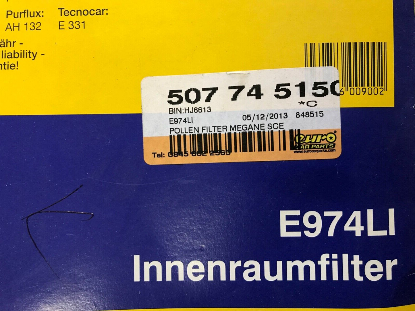 Hengst E974LI Pollen Cabin Filter fits Renault Megane