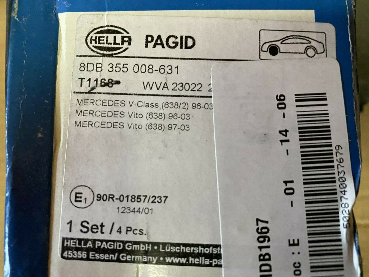 Hella-PAGID T1168 8DB355008-631 Front Brake Pad Set fits Mercedes