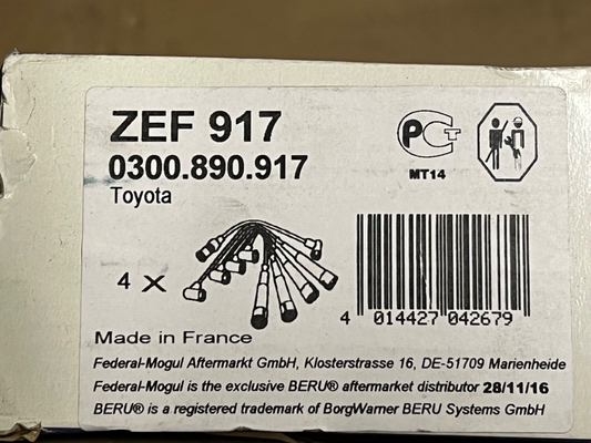 ZEF917 Beru Ignition Leads fits Toyota Camry 2.1 2.2 1991-1996
