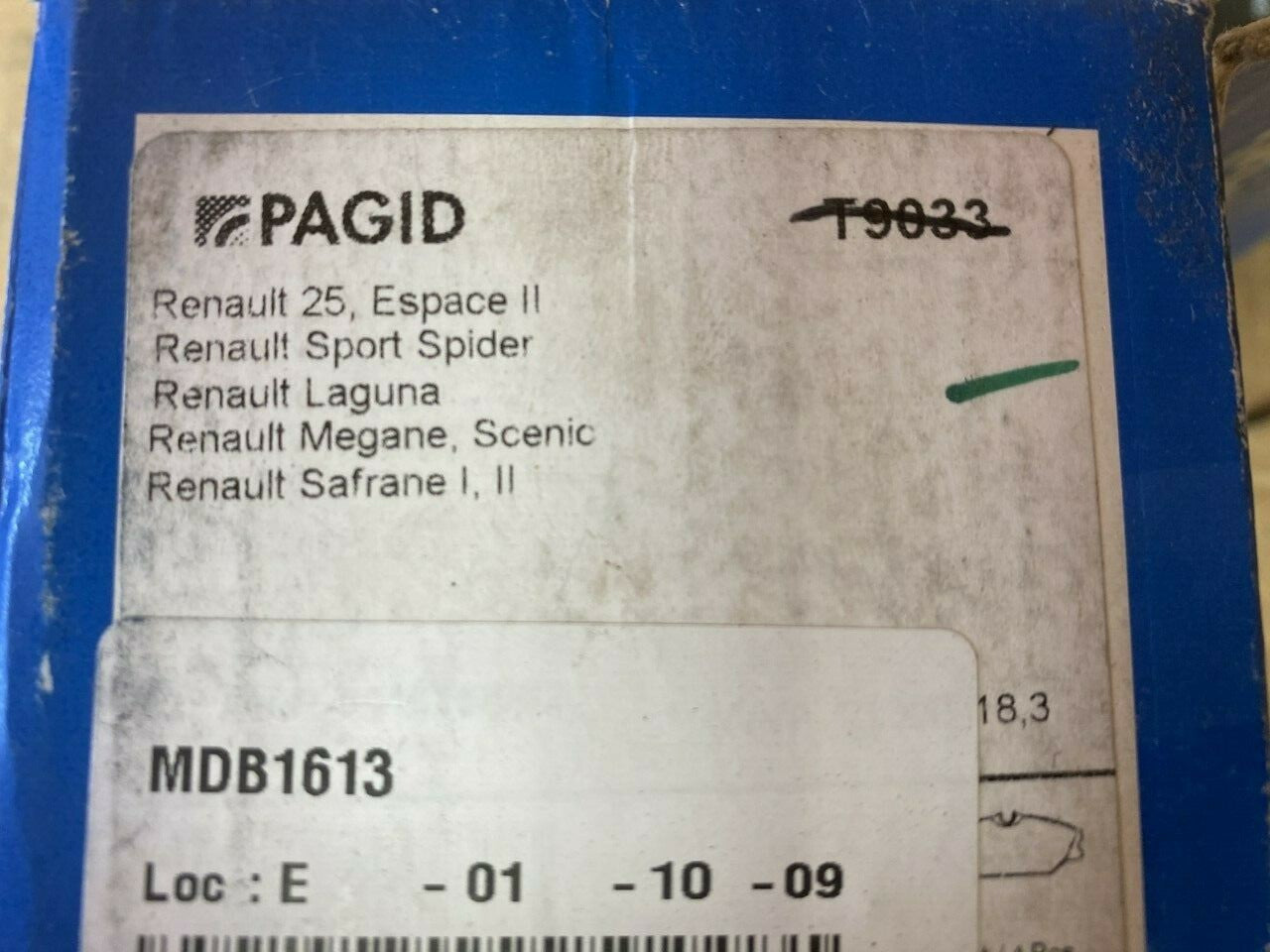 Pagid T9033 MDB1613 Brake Pad Set fits Renault
