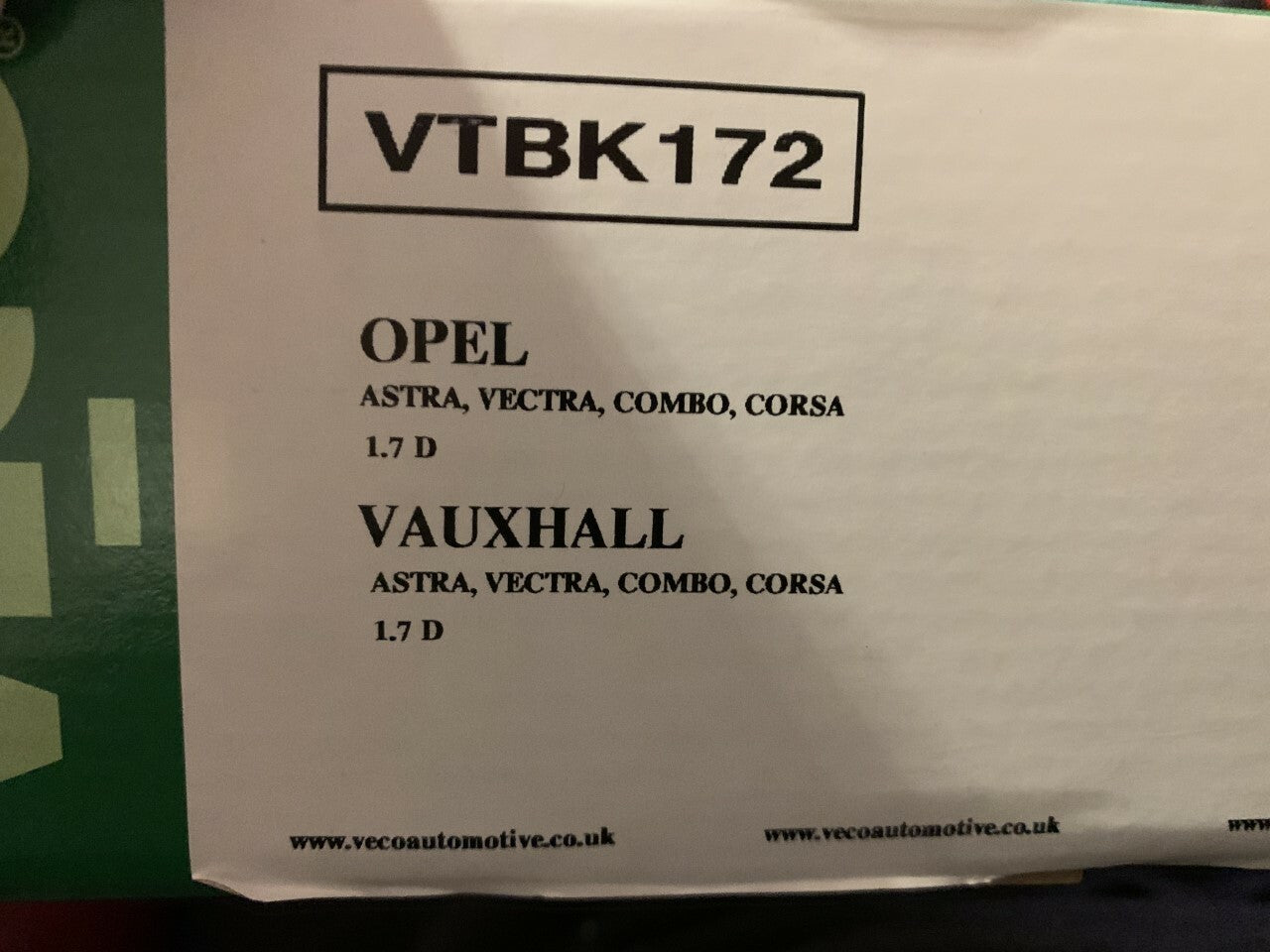 Veco VTBK172 Timing Belt Kit fits Vauxhall Asta Vectra Combo Corsa 1.7 D