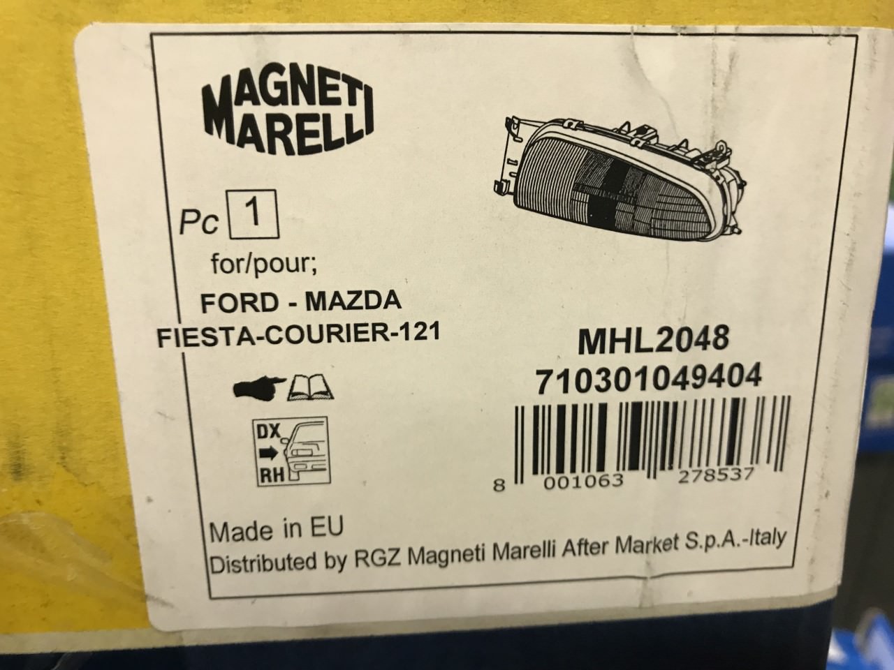 Headlight Lamp Off Side Ford Fiesta 95-99 Courier 96-99 Mazda 121 710301049404