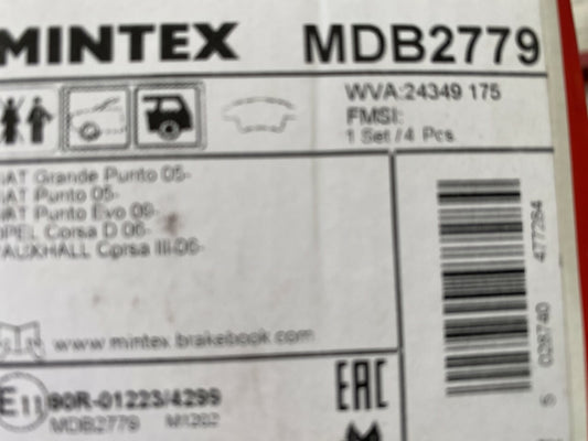 Mintex MDB2779 Rear Brake Pad Set fits Fiat 