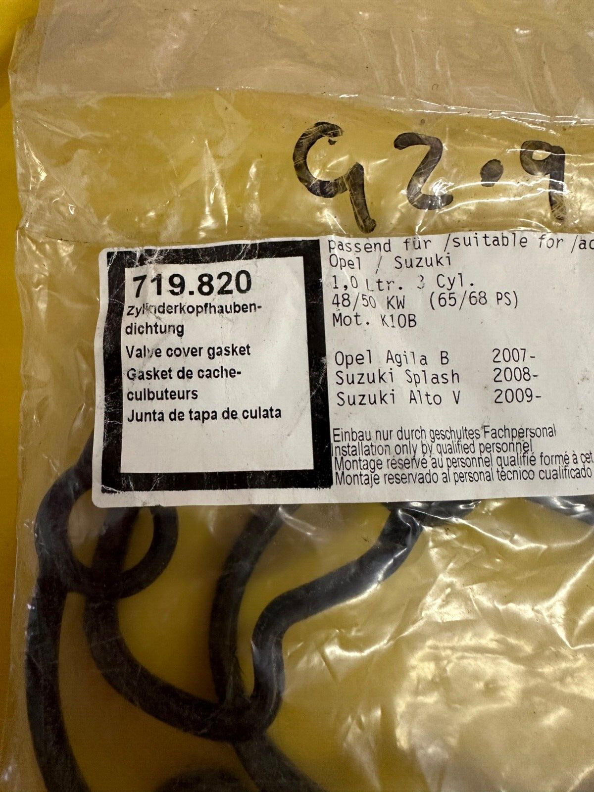 Elring 719.820 Rocker Cover Gasket fits Vauxhall Agila Suzuki Splash Alto Nissan