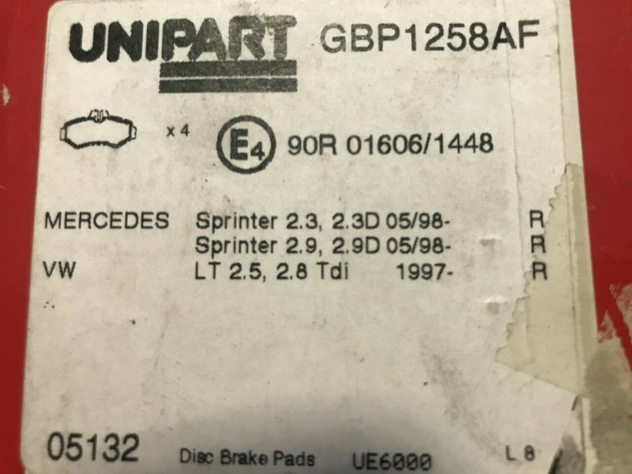 Rear Brake Pads Mercedes Sprinter 1998-2006 VW LT 1997-2006 Unipart GBP1258AF