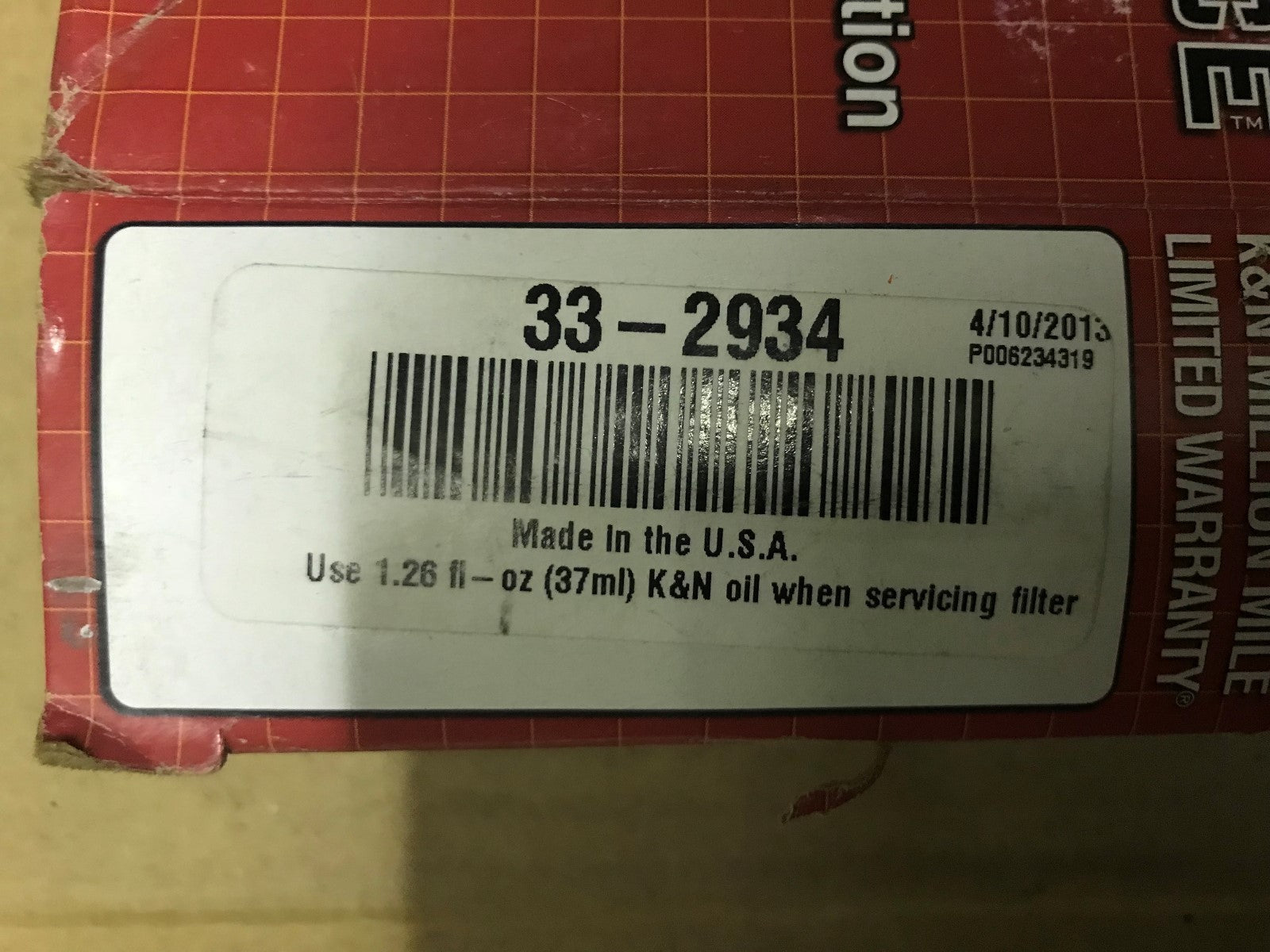 K&N Performance Air Filter Kia Carens Rondo Optima Lotze 2005-2012 33-2934 New