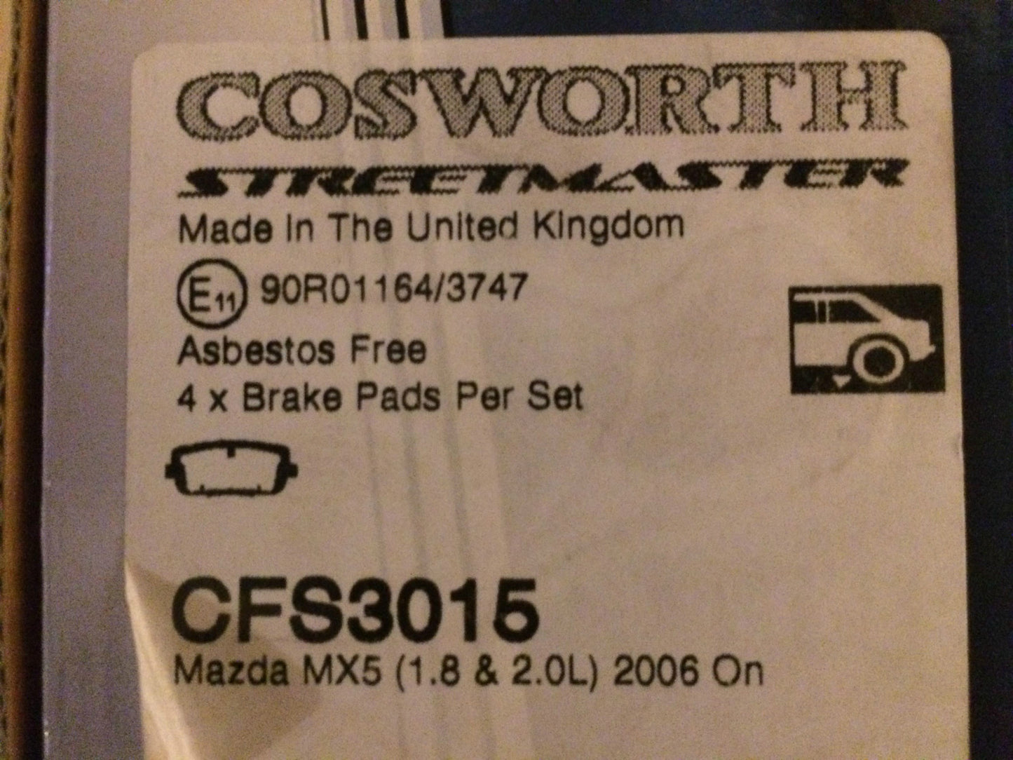 Rear Brake Pads Cosworth Streetmaster Mazda MX5 CFS3015 NEW **PERFORMANCE PADS**