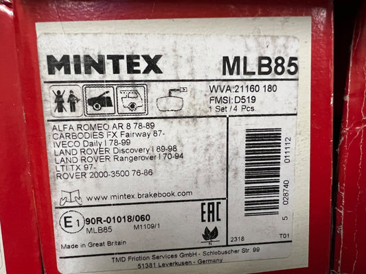 Mintex MLB85 Front Brake Pads fits Alfa Romeo Iveco Daily Land Rover Discovery