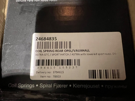 NF Rear Coil Spring 24684835 for Vauxhall Astra H Mk5 with Lowered Sports Suspen