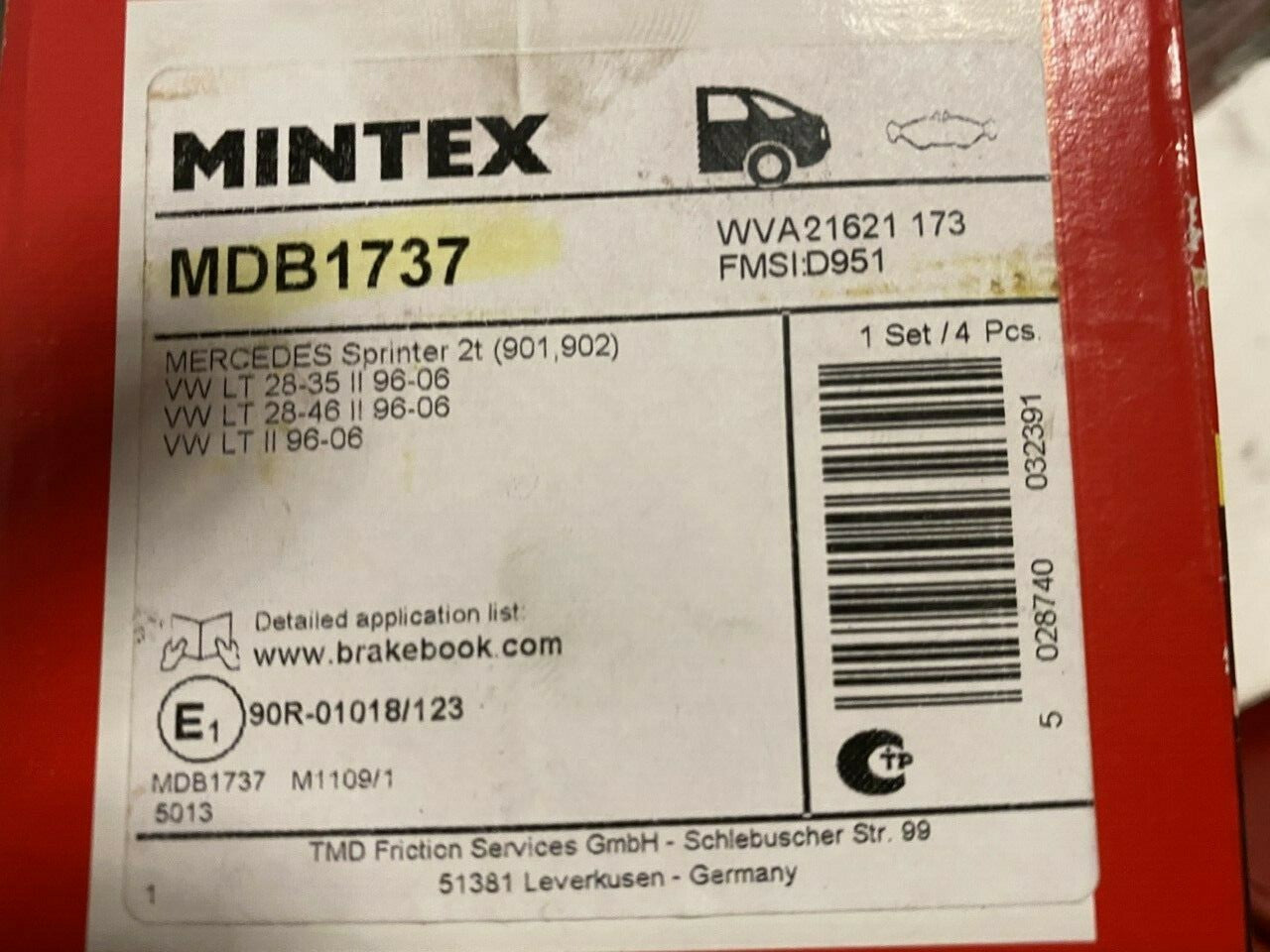 Mintex MDB1737 Rear Brake Pad Set