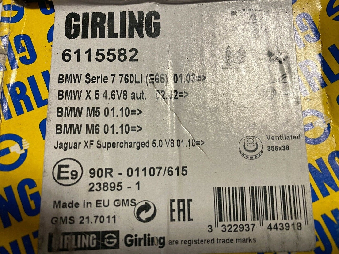 Girling 6115582 GDB1558 Front Brake Pad Set fits BMW