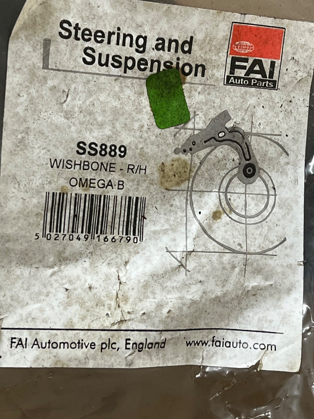 FAI SS889 Right Hand Side Wishbone Track Control Arm fits Vauxhall Omega