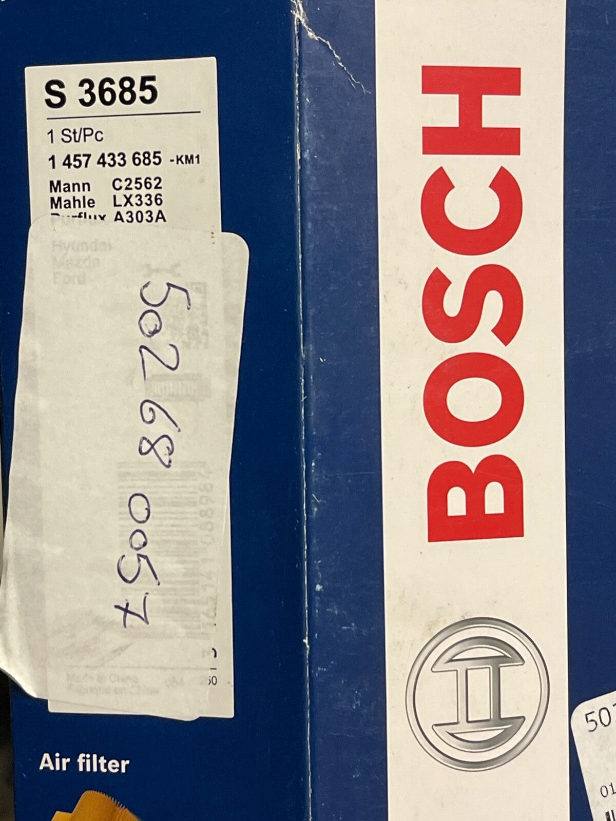 Bosch S3685 1457433685 Air Filter fits Hyundai Accent Mazda 626 E
