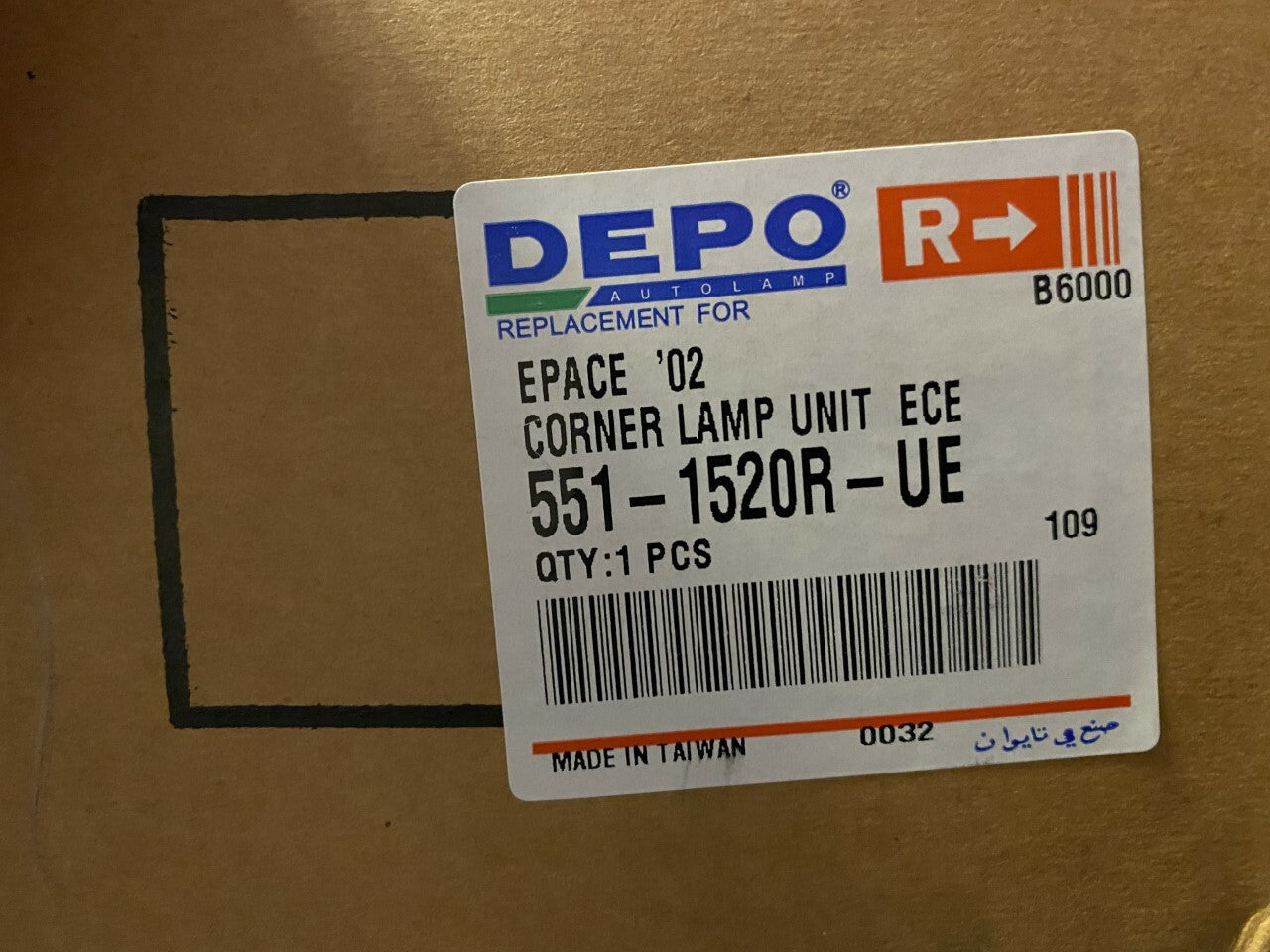 Depo 551-1520R-UE Indicator Lamp Off Side Right Hand fits Renault Espace