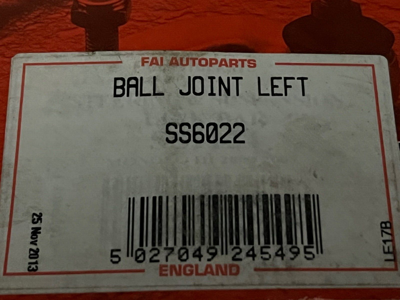 FAI SS6022 Near Side Left Hand Ball Joint fits Audi Cupra Seat Skoda VW
