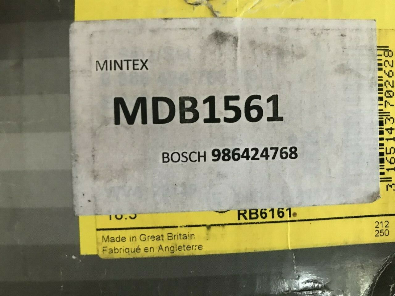 for Iveco Daily Bosch 0986424768 MDB1561 Brake Pad Set