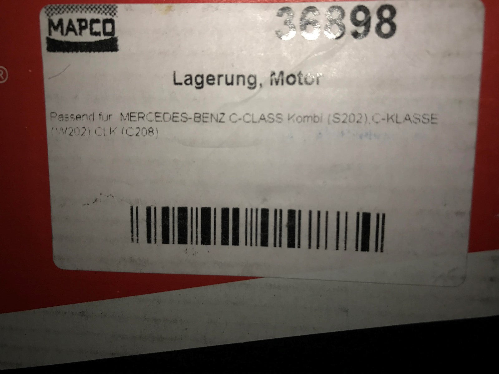 Front Left Engine Mount Mercedes 93-01 C-Class Mercedes CLK200 97-02 36898