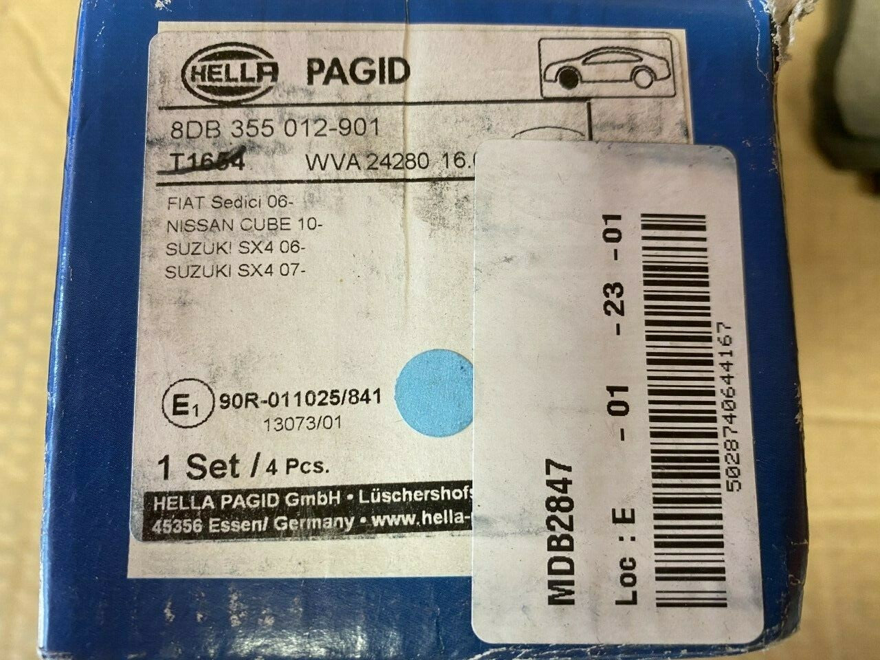 Hella-PAGID T1654 8DB355012-901 Front Brake Pad Set fits Nissan Fiat Suzuki