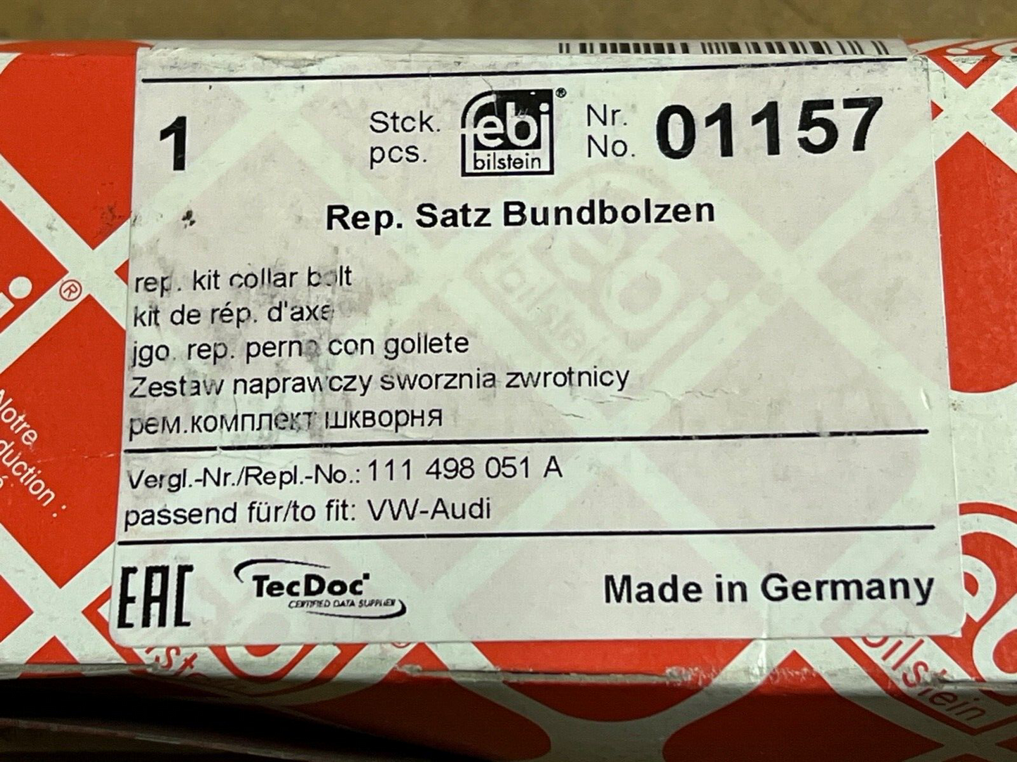 febi 01157 King Pin Repair Kit Bolt Nut Pin Washer Fixing fits VW Beetle