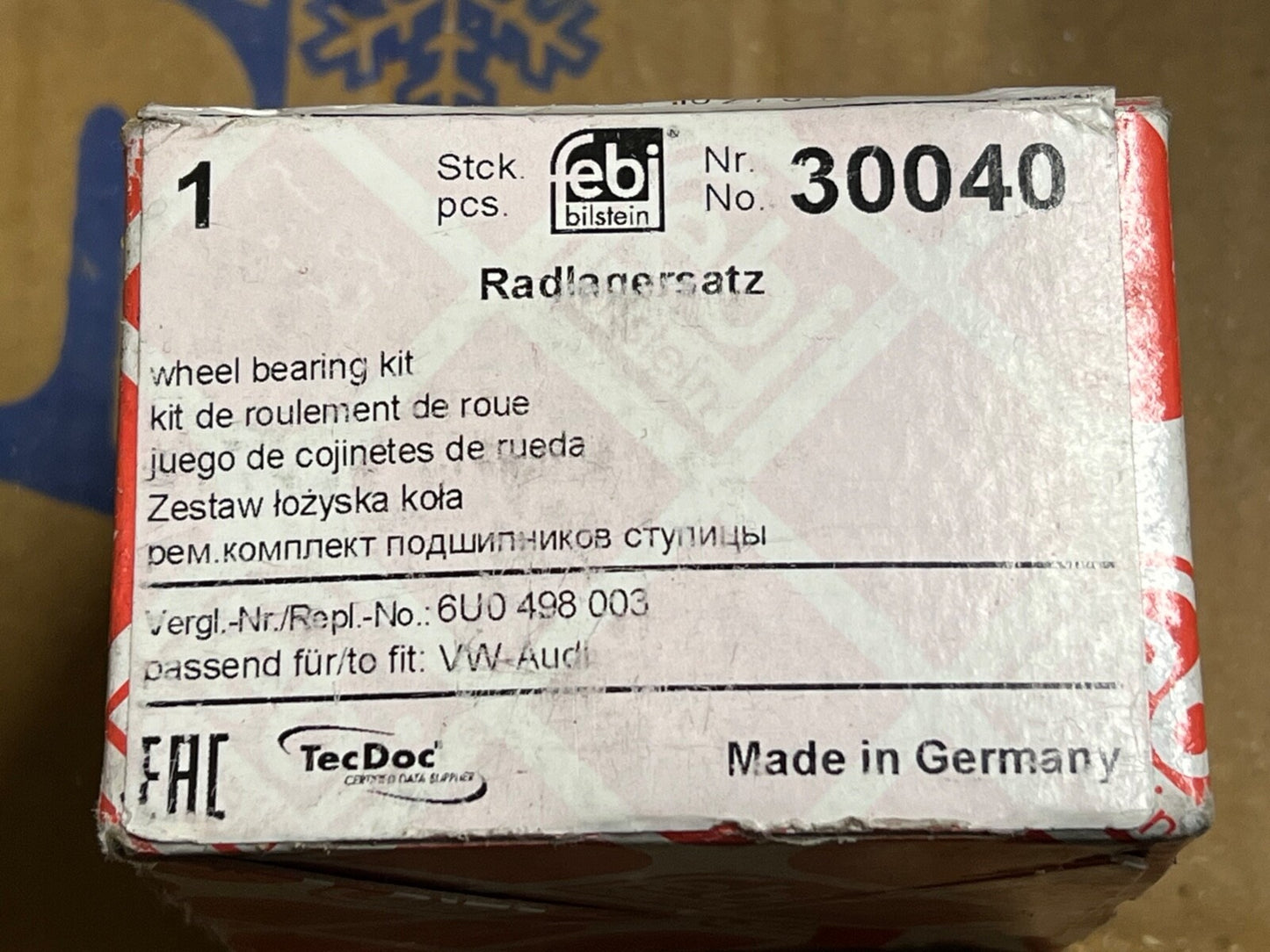 febi 30040 Front Wheel Bearing Kit fits VW Audi Skoda