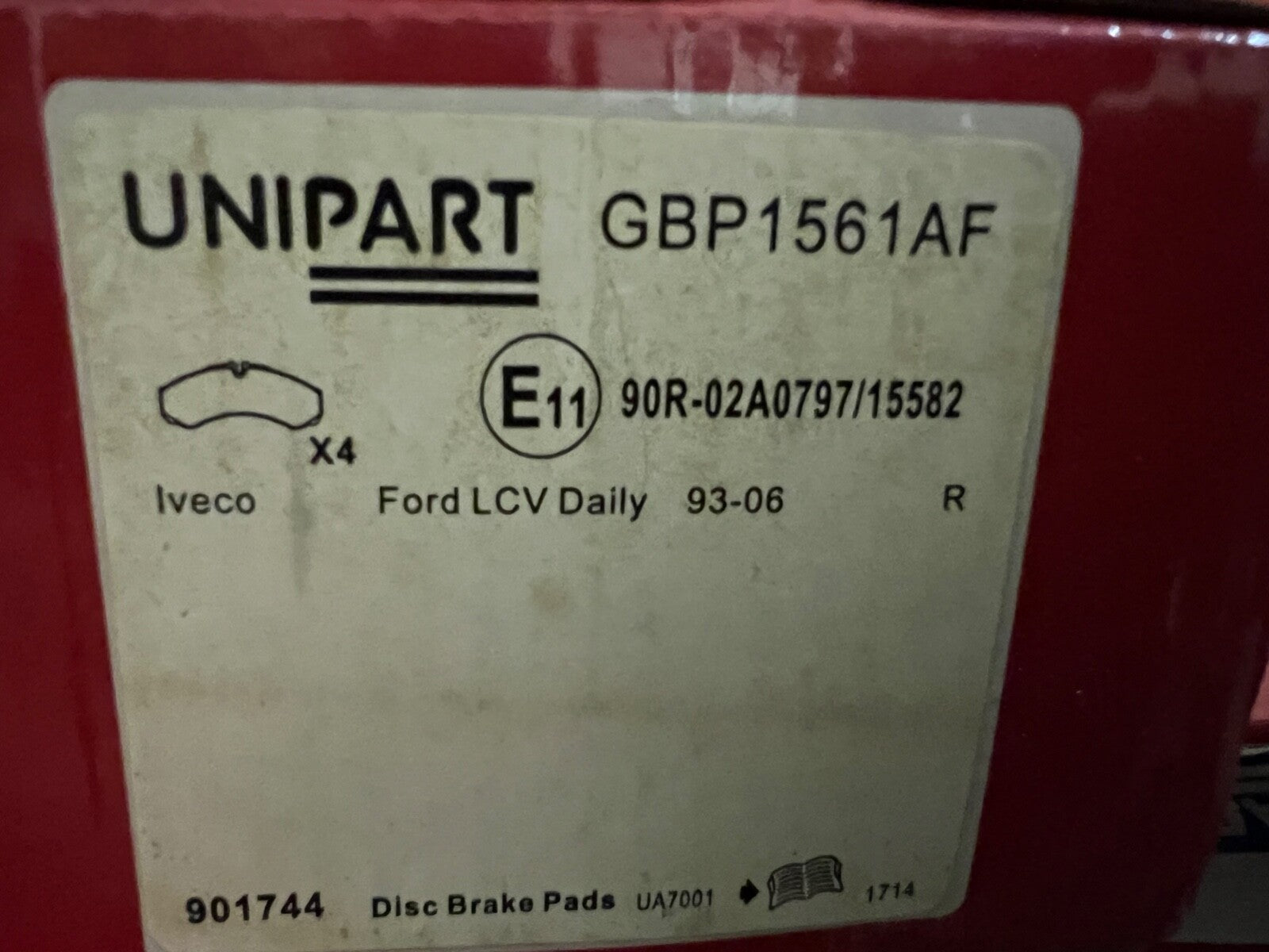 Rear Brake Pads Iveco Daily 1993 - 2006 Unipart GBP1561AF