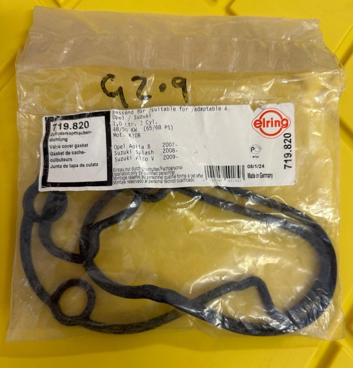 Elring 719.820 Rocker Cover Gasket fits Vauxhall Agila Suzuki Splash Alto Nissan