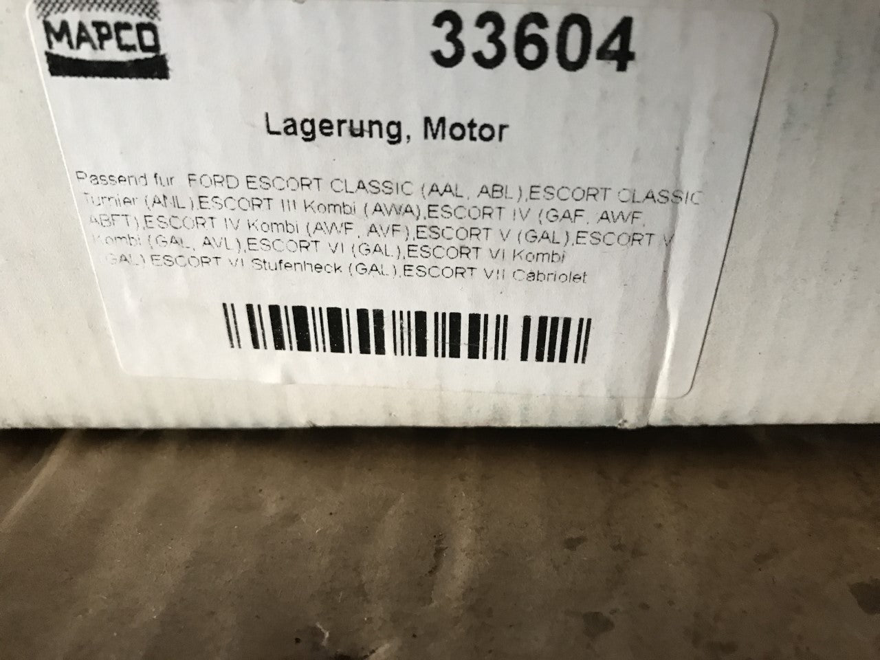 Engine Mount Ford Escort 84-00 Ford Orion 84-93 Mapco 33604