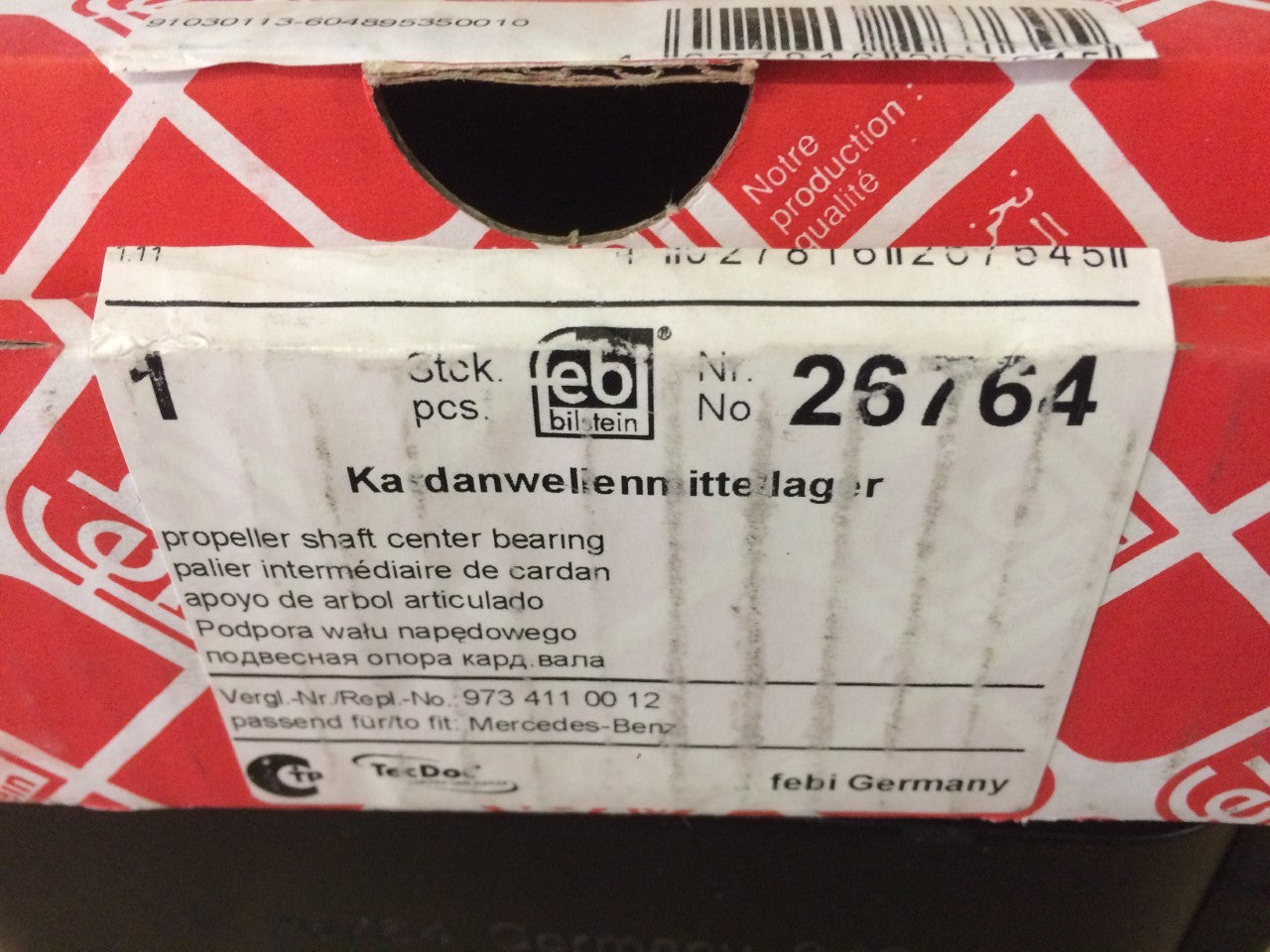Propshaft Centre Bearing Mercedes Coupe E Class G Class S Class T1 Febi 26764