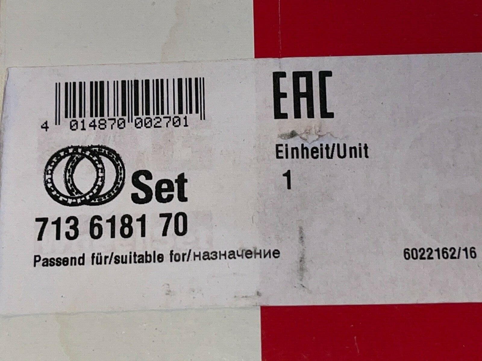 FAG 713618170 Rear Wheel Bearing Kit fits Toyota