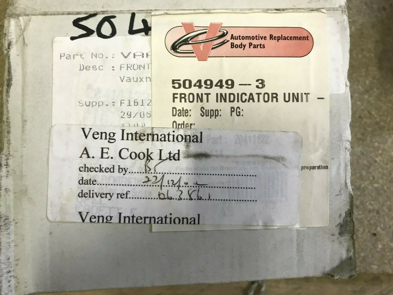 Front Near Side Left Hand Indicator Light Lamp Opel Kadett 2041112 504959-3