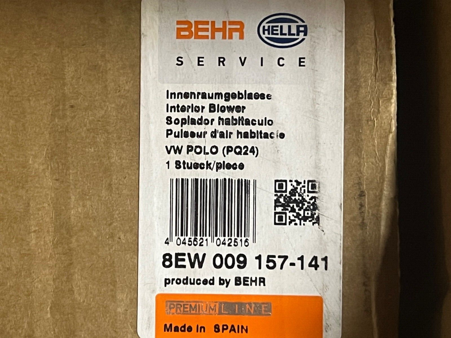 Behr Hella 8EW009157-141 Heater Blower Motor Fan fits VW Polo