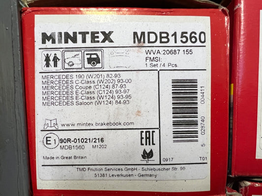 Mintex MDB1560 Rear Brake Pad fits Mercedes 190 C Class Coupe E Class Saloon 124