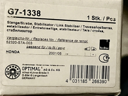 Optimal G7-1338 Rear Off Side Right Hand Side Stabilizer Link fits Honda Stream