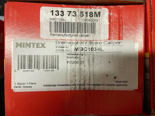 Mintex MBC1034L RX339808A0 Brake Caliper Left Hand Side fits Peugeot
